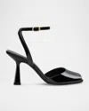 Stuart Weitzman 85mm Val Patent Leather Sandals In Black