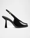 Stuart Weitzman 85mm Val Patent Leather Slingback Pumps In Black