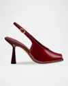 Stuart Weitzman 85mm Val Patent Leather Slingback Pumps In Red