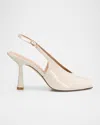 Stuart Weitzman 85mm Val Patent Leather Slingback Pumps In White