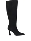 Stuart Weitzman Knee-high Boots With Pointed Toe And Curved Heel In Black