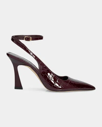 Stuart Weitzman 85mm Vinnie Patent Leather Ankle-strap Pumps In Brown