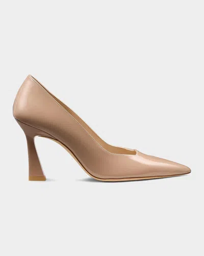 Stuart Weitzman 85mm Vinnie Patent Leather Pumps In Nude