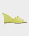 Stuart Weitzman 85mm Vinnie Patent Leather Wedge Mules In Green