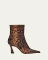 Stuart Weitzman 85mm Vinnie Snake-printed Leather Booties In Multi