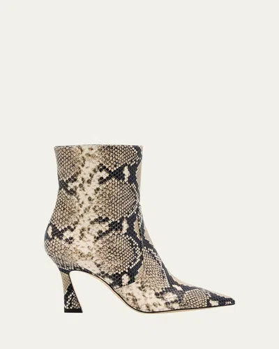 Stuart Weitzman 85mm Vinnie Snake-printed Leather Booties In Animal Print