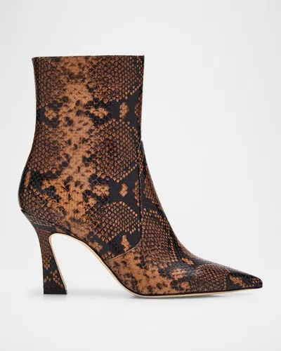 Stuart Weitzman 85mm Vinnie Snake-printed Leather Booties In Multi