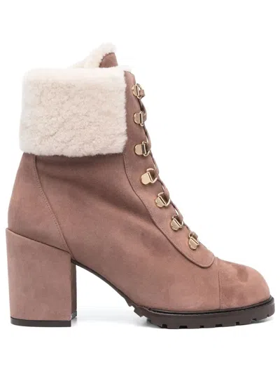 Stuart Weitzman 90mm Ankle Lace-up Fastening Boots In Braun