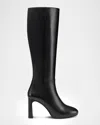 Stuart Weitzman 90mm Babette Leather Knee-high Platform Boots In Black
