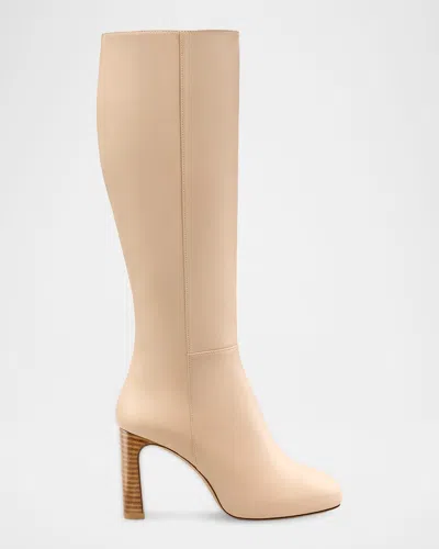 Stuart Weitzman 90mm Babette Leather Knee-high Platform Boots In Neutral