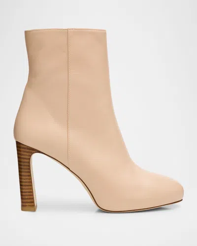 Stuart Weitzman 90mm Babette Leather Platform Booties In Neutral