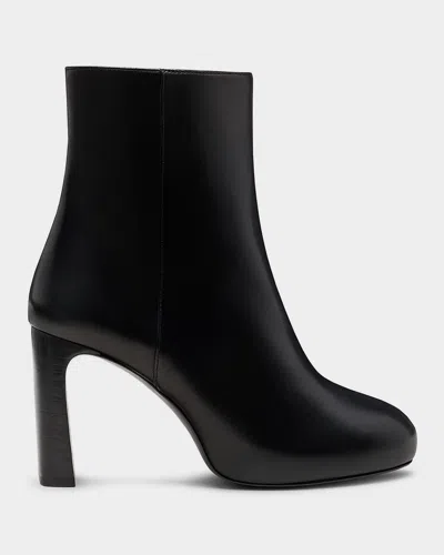 Stuart Weitzman 90mm Babette Leather Platform Booties In Black