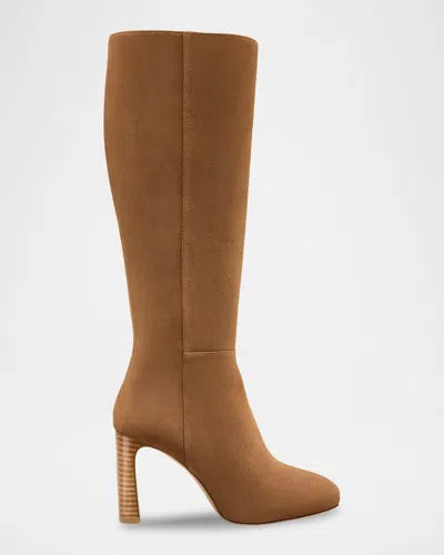 Stuart Weitzman 90mm Babette Suede Knee-high Platform Boots In Brown