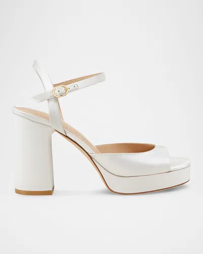 Stuart Weitzman 90mm Dayna Ii Satin Platform Sandals In White