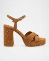 Stuart Weitzman 90mm Dayna Sostud Suede Platform Sandals In Brown