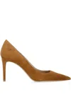 Stuart Weitzman 90mm Pointed-toe Suede Heeled Pumps In Brown