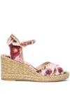 Stuart Weitzman Abstract Print Wedge Sandals In Neutrals