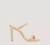 Stuart Weitzman Nudist Patent Leather Dual-strap Sandals In Adobe Beige