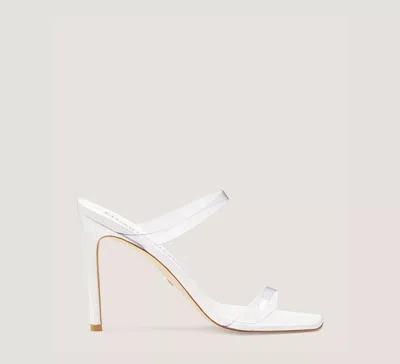 Stuart Weitzman Aleena 100 Square-toe Sandal The Sw Outlet In Clear & White