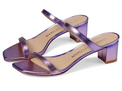 Stuart Weitzman Aleena 50 Sandal Women's 6.5 Purple Square Toe Block Heel Khd843