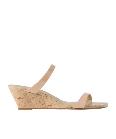 Stuart Weitzman Aleena Patent-leather Wedge Sandals In Neutral
