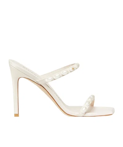 Stuart Weitzman Aleena Pearlita 115mm Leather Sandals In White