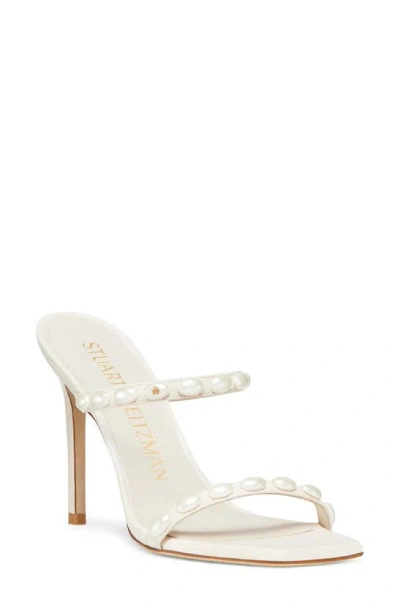 Stuart Weitzman Aleena Faux Pearl-embellished Leather Sandals