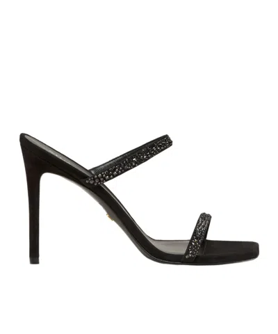 Stuart Weitzman Aleena Royale Crystal High-heeled Sandals In Black