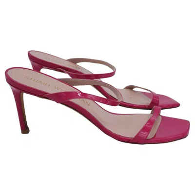 Pre-owned Stuart Weitzman Aleena Slide Sandals In Pink Patent Leather