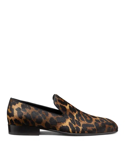 Stuart Weitzman Men's Alfred Leopard-print Calf Hair Loafers In Classic