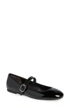 Stuart Weitzman Alice Mary Jane Flat In Black Patent
