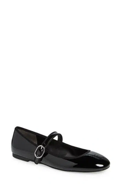 Stuart Weitzman Alice Mary Jane Flat In Black Patent