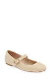 Stuart Weitzman Alice Mary Jane Flat In Natural Raffia