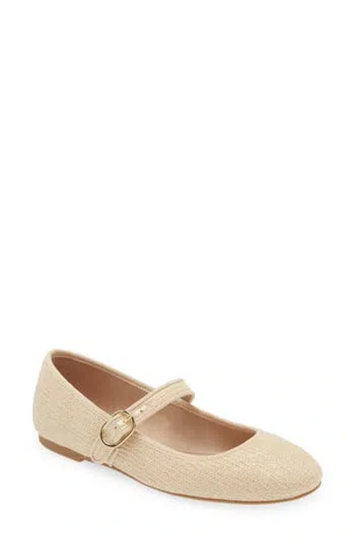 Stuart Weitzman Alice Mary Jane Flat In Natural Raffia