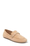 Stuart Weitzman Allpearls Suede Driving Loafer In Golden Beige