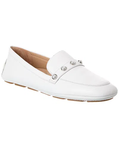 Stuart Weitzman Allpearls Leather Driving Loafer In White