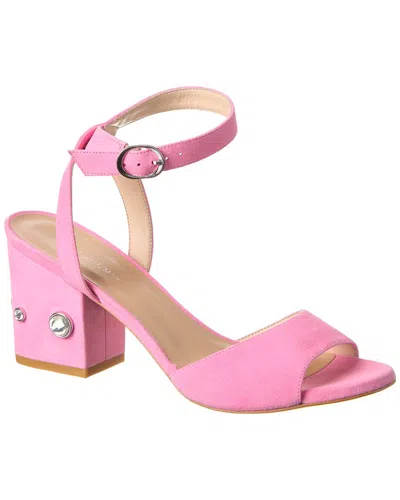Stuart Weitzman Allshine Block 75 Suede Sandal In Pink