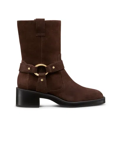 Stuart Weitzman Almond Shaped Short Boots In Brown