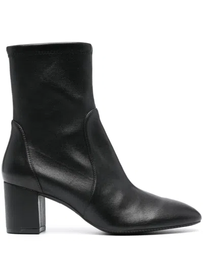 Stuart Weitzman Yuliana 60 Womens Leather Pull On Mid-calf Boots In Black Leather