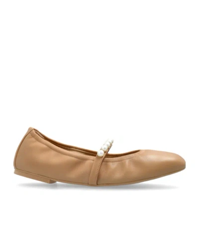 Stuart Weitzman Almond Toe Ballet Shoes In Brown