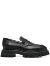 Stuart Weitzman Chunky-sole Leather Loafers In Black