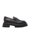 Stuart Weitzman Almond-toe Leather Loafers In Black