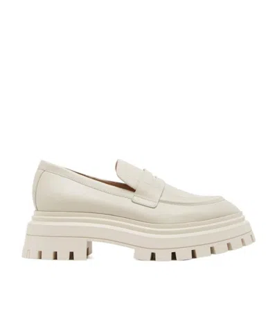 Stuart Weitzman Almond-toe Leather Loafers In Nude