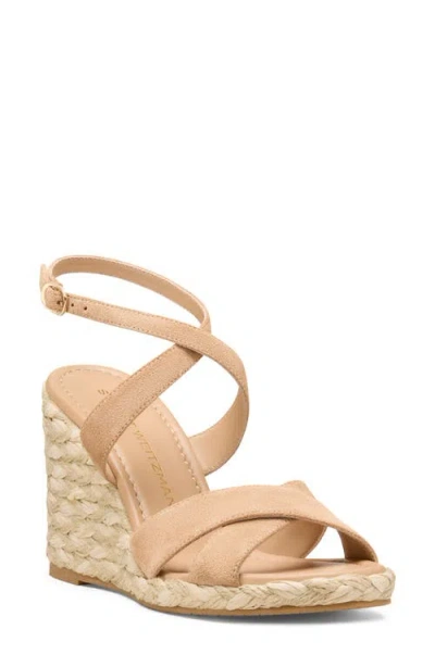 Stuart Weitzman Alyssa Ankle Strap Wedge Sandal In Brown