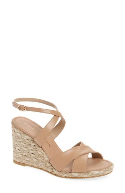 Stuart Weitzman Alyssa Ankle Strap Wedge Sandal In Brown
