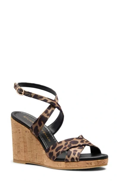 Stuart Weitzman Alyssa Ankle Strap Wedge Sandal In Brown