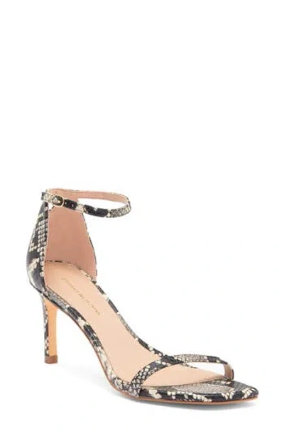 Stuart Weitzman Amelina 75 Snakeskin Print Sandal In Natural.