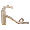 Stuart Weitzman Amelina Block-heel Sandals In Gold Leather In Gold