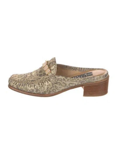 Pre-owned Stuart Weitzman Animal Print Mules In Neutral