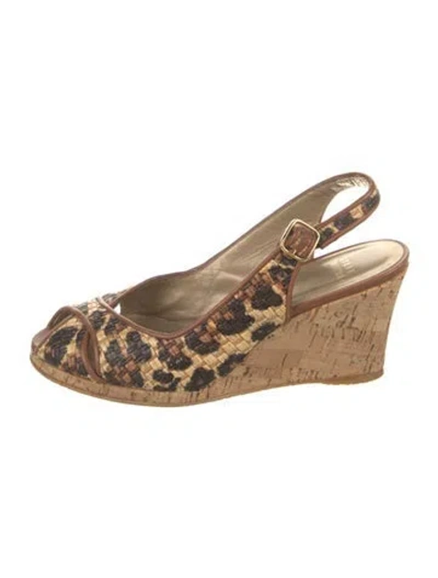 Pre-owned Stuart Weitzman Animal Print Slingback Pumps In Brown